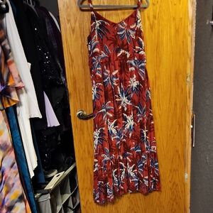 Red Dress With Palm Trees